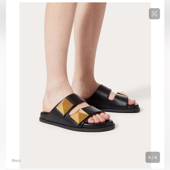 Valentino One Stud Calfskin Slide Sandal Size 37 - Picture 2 of 6